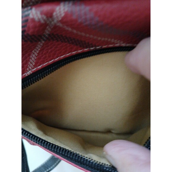 Stone & Co. Mini Plaid Backpack Red Plaid Black Straps Gold Inside
